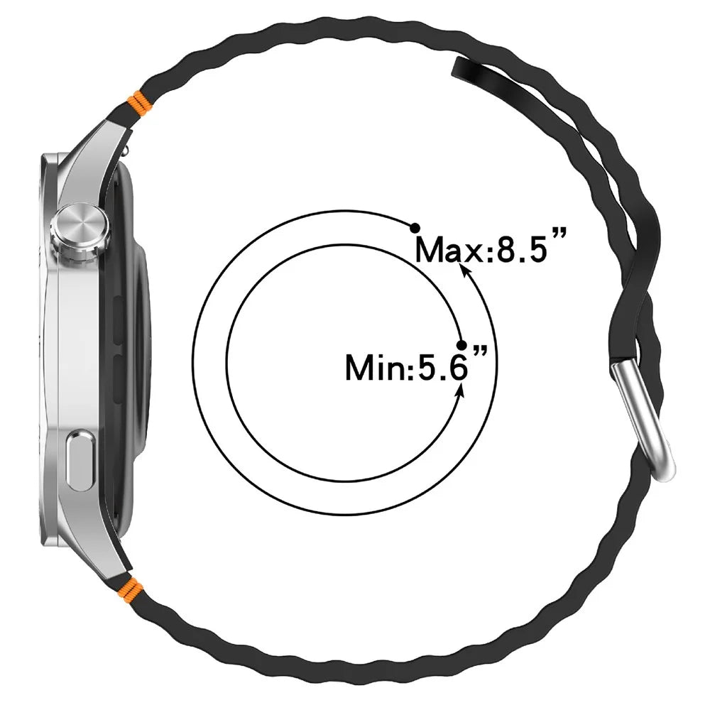20mm Silicone Watch Band Stitch Line Wave Design Wrist Strap for Huawei / Samsung / Garmin Smartwatches - Black - 6