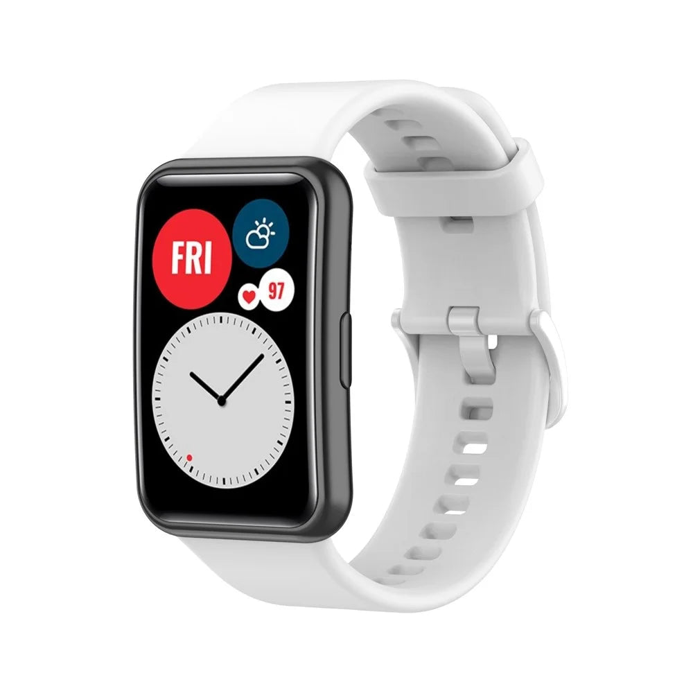 Silicone Solid Color Watch Strap for Huawei Watch Fit Special Edition B39 / (TIA-B09 / TIA-B19) - White - 3