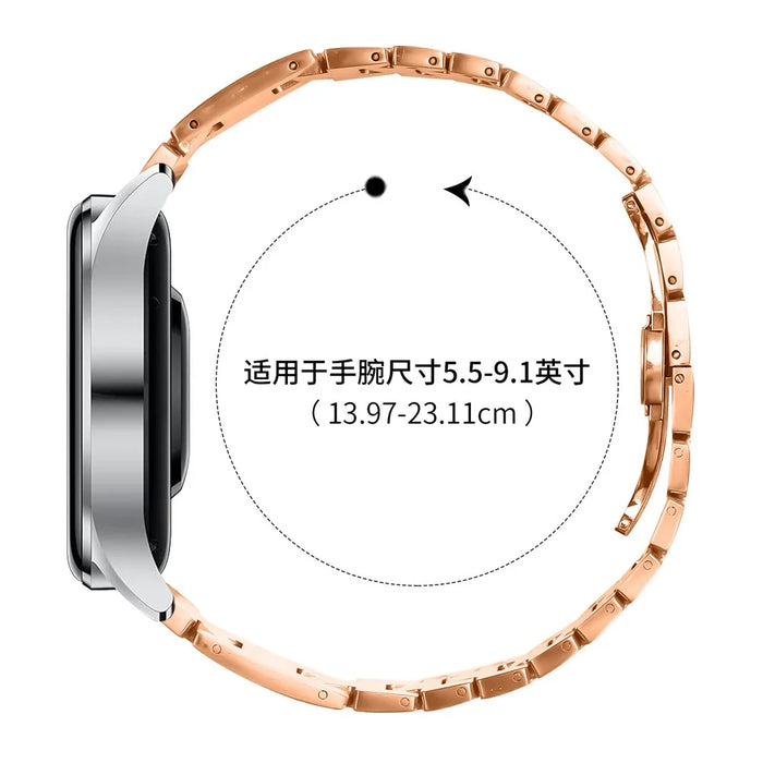 For Huawei Watch GT 3 46mm Replacement Strap H Type Metal Watch Band  - Rose Gold - 4