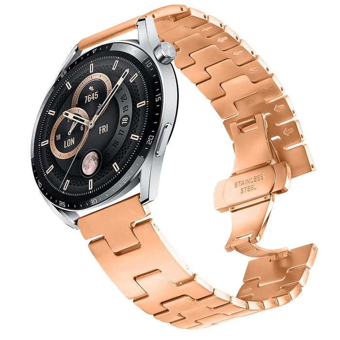For Huawei Watch GT 2e Replacement Strap H Type Metal Watch Band - Rose Gold - 2