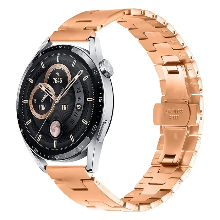 For Huawei Watch GT 2e Replacement Strap H Type Metal Watch Band - Rose Gold - 3