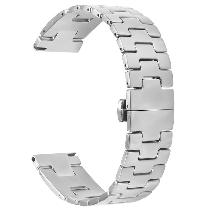 For Huawei Watch GT 42mm / 46mm Replacement Strap H Type Butterfly Clasp Stainless Steel Watch Band Silver - 1