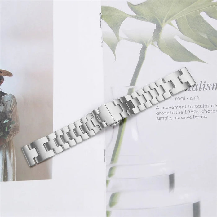 For Huawei Watch GT 42mm / 46mm Replacement Strap H Type Butterfly Clasp Stainless Steel Watch Band Silver - 7