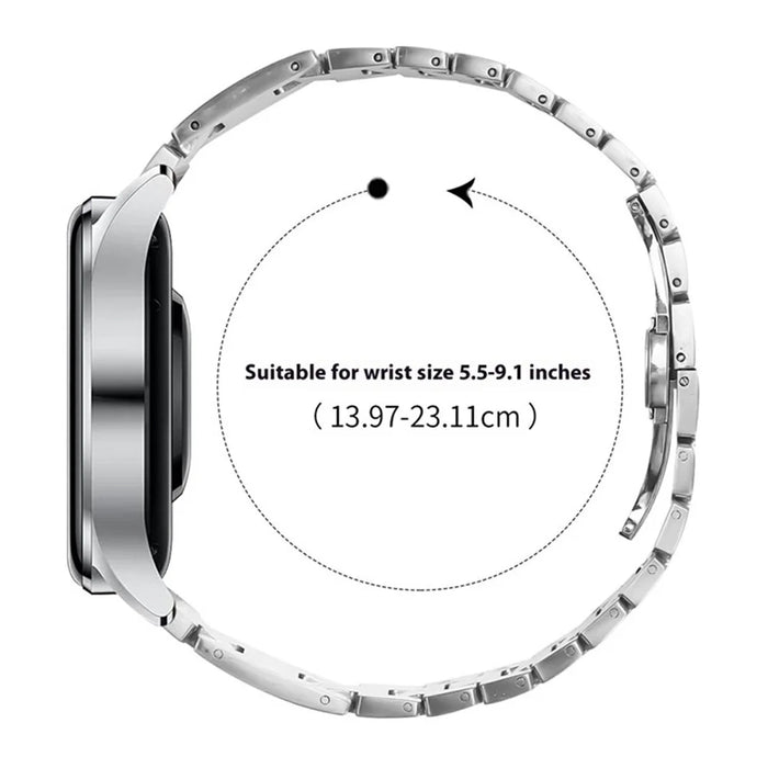 For Huawei Watch GT 2 46mm Replacement Strap H-Type Butterfly Clasp Stainless Steel Watch Band Silver - 4
