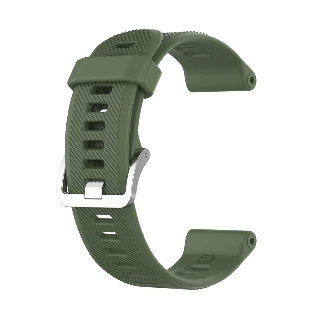 Solid Color Silicone Replacement Watch Strap for Garmin Forerunner 745 - Dark Green - 1
