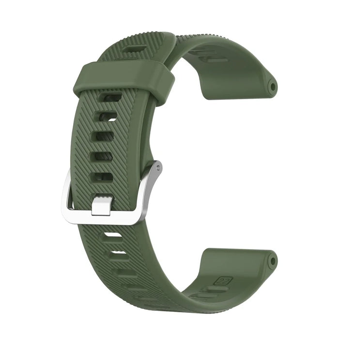 Solid Color Silicone Replacement Watch Strap for Garmin Forerunner 745 - Dark Green - 1