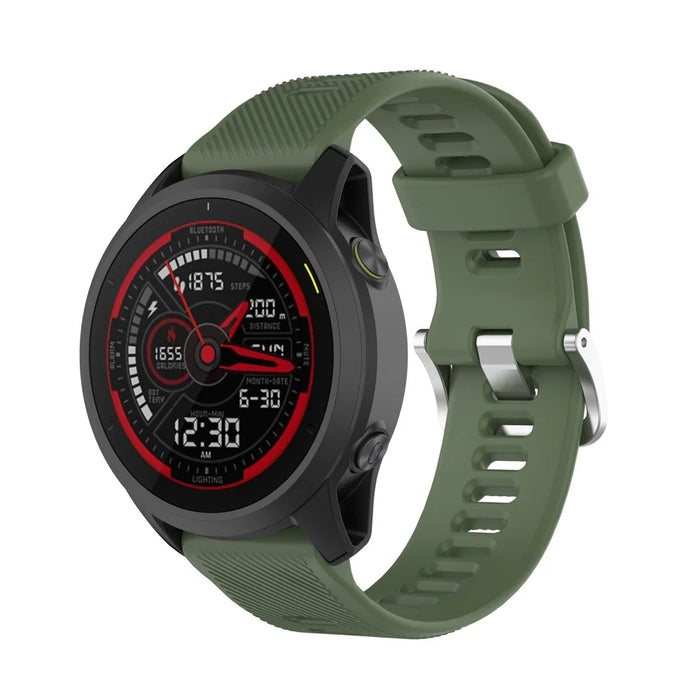 Solid Color Silicone Replacement Watch Strap for Garmin Forerunner 745 - Dark Green - 3
