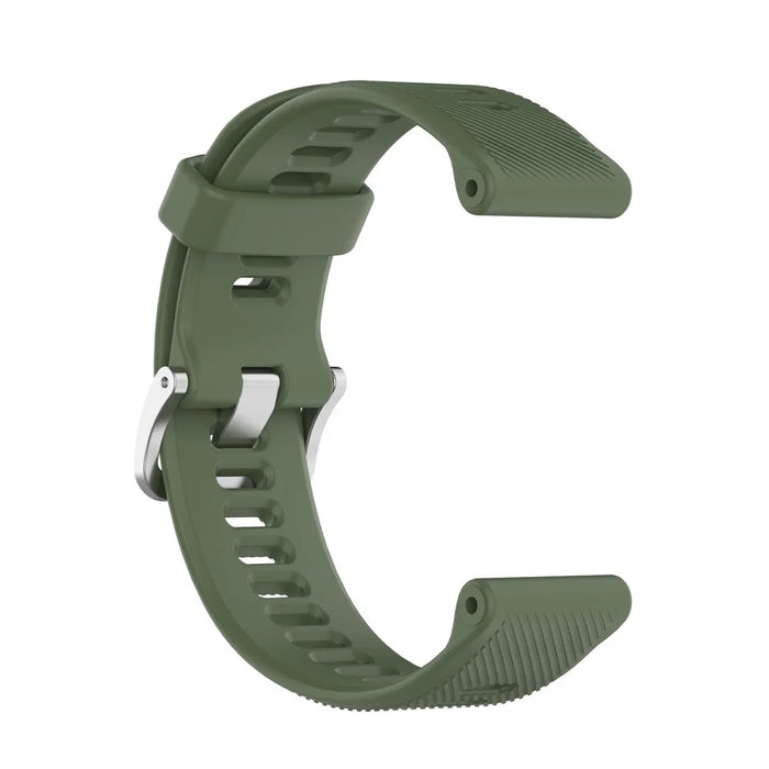 Solid Color Silicone Replacement Watch Strap for Garmin Forerunner 745 - Dark Green - 4