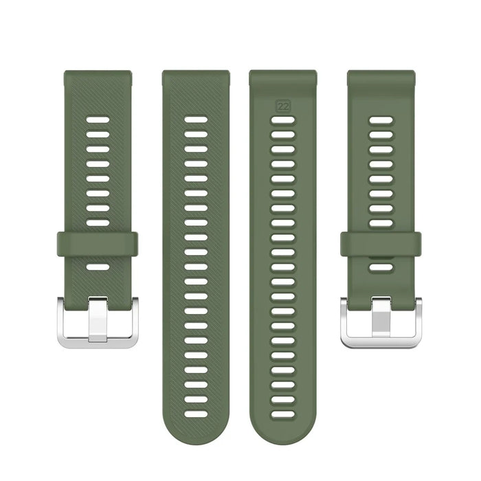Solid Color Silicone Replacement Watch Strap for Garmin Forerunner 745 - Dark Green - 5