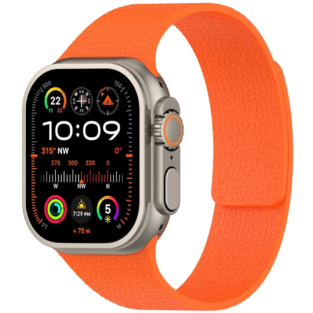Soft Watch Strap for Apple Watch Series 11 10 42mm / 9 8 7 41mm / SE3 SE2 SE 6 5 4 40mm / 3 2 1 38mm Silicone Magnetic Band - Orange - 2