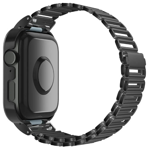 For Huawei Watch Fit 3 Metal Watch Frame + Adjustable Bracelet Wrist Strap - Black / Black - 1
