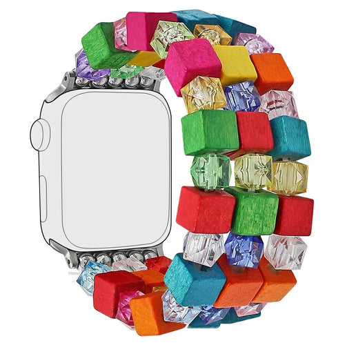 Bracelet Watch Strap for Apple Watch Series 11 10 42mm / 9 8 7 41mm / SE3 SE2 SE 6 5 4 40mm / 3 2 1 38mm Wood Resin Beads Wrist Band - Colorful - 1