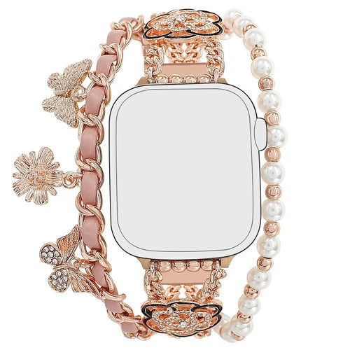 Zinc Alloy Bracelet Strap for Apple Watch Series 11 10 42mm / 9 8 7 41mm / SE3 SE2 SE 6 5 4 40mm / 3 2 1 38mm Flower Butterfly Watch Band - Pink - 1