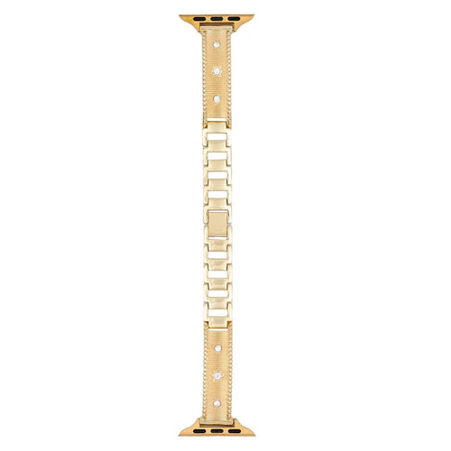 Bracelet Strap for Apple Watch Ultra 3 2 1 49mm / Series 11 10 46mm / 9 8 7 45mm / SE3 SE2 SE 6 5 4 44mm / 3 2 1 42mm Rhinestone Decor Stainless Steel Watch Band - Gold - 1
