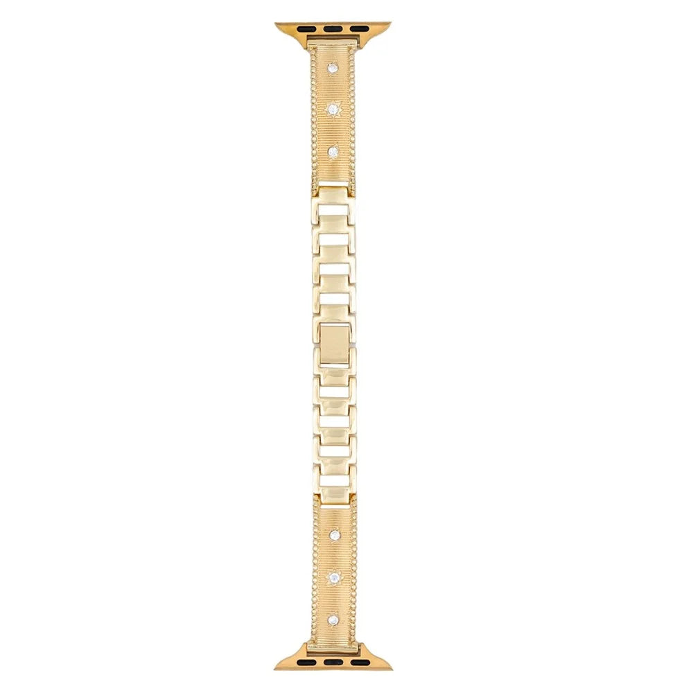 Bracelet Strap for Apple Watch Ultra 3 2 1 49mm / Series 11 10 46mm / 9 8 7 45mm / SE3 SE2 SE 6 5 4 44mm / 3 2 1 42mm Rhinestone Decor Stainless Steel Watch Band - Gold - 1
