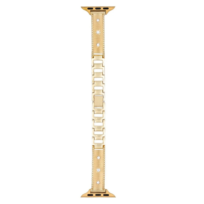 Bracelet Strap for Apple Watch Ultra 3 2 1 49mm / Series 11 10 46mm / 9 8 7 45mm / SE3 SE2 SE 6 5 4 44mm / 3 2 1 42mm Rhinestone Decor Stainless Steel Watch Band - Gold - 1