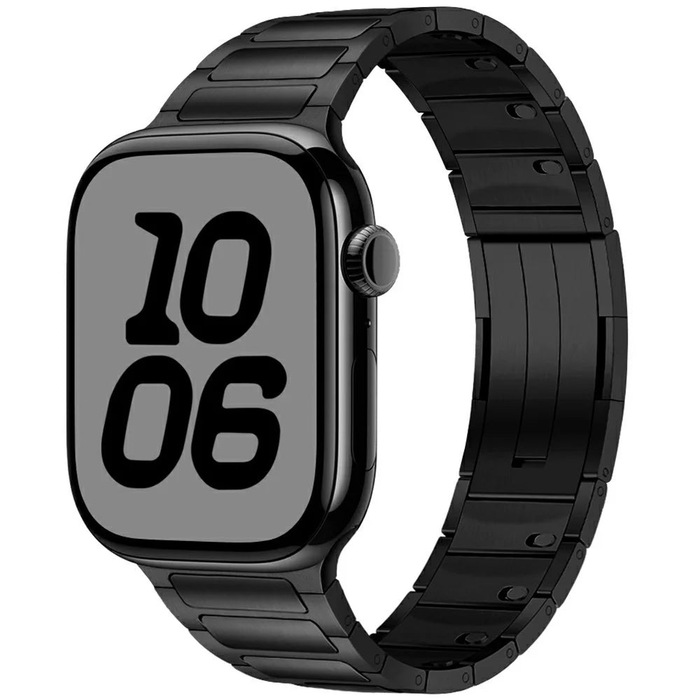 Wrist Strap for Apple Watch Series 11 10 42mm / 9 8 7 41mm / SE3 SE2 SE 6 5 4 40mm / 3 2 1 38mm Three-Bead Stainless Steel Watch Band - Black - 2