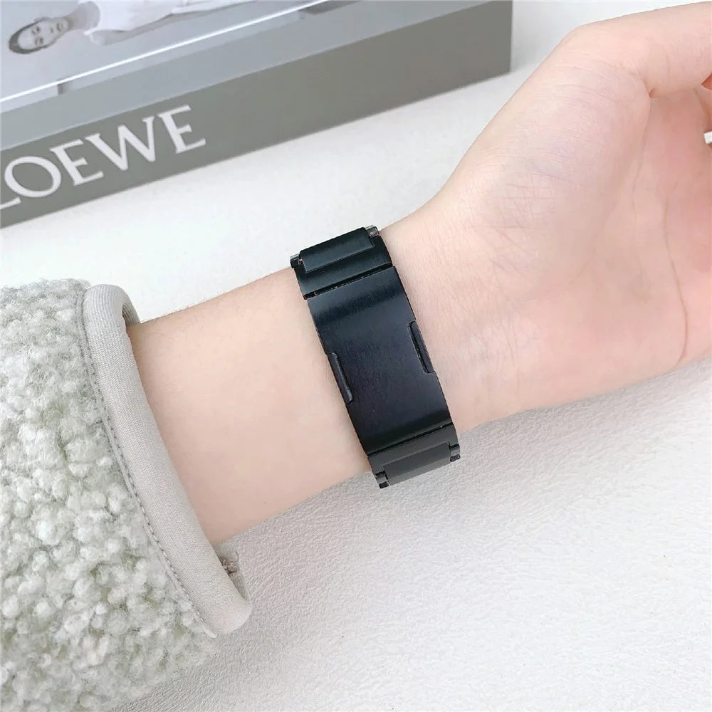 Wrist Strap for Apple Watch Series 11 10 42mm / 9 8 7 41mm / SE3 SE2 SE 6 5 4 40mm / 3 2 1 38mm Three-Bead Stainless Steel Watch Band - Black - 5