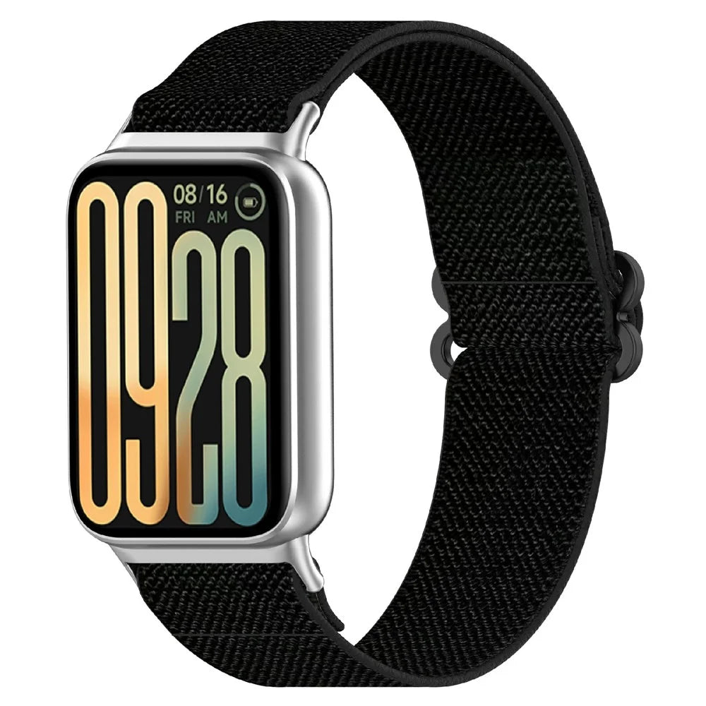 Replacement Strap for Xiaomi Smart Band 10 Pro / 9 Pro / 8 Pro / Redmi Watch 6 / 5 / 4 Adjustable Elastic Nylon Watch Band - Black - 2