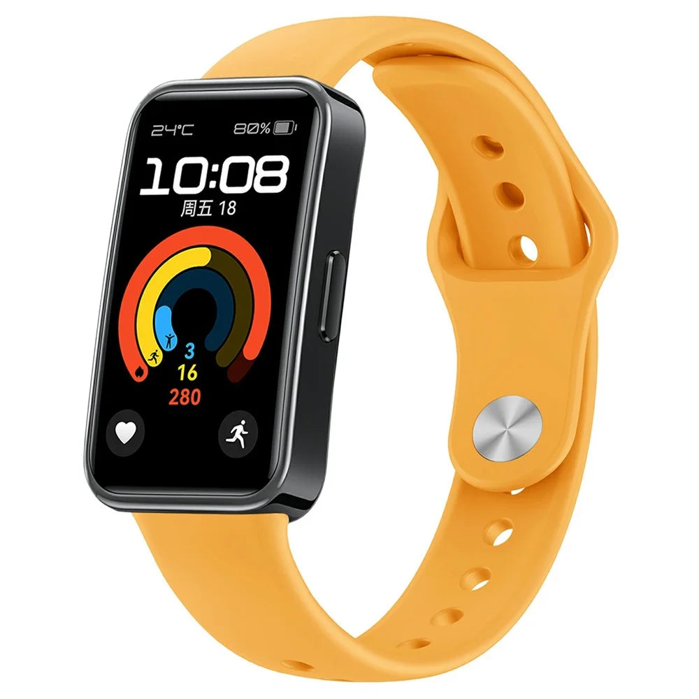 Silicone Wristband for Huawei Band 10 / Band 9 NFC / 9 / 8 NFC / 8 Replacement Adjustable Watch Strap - Yellow - 2