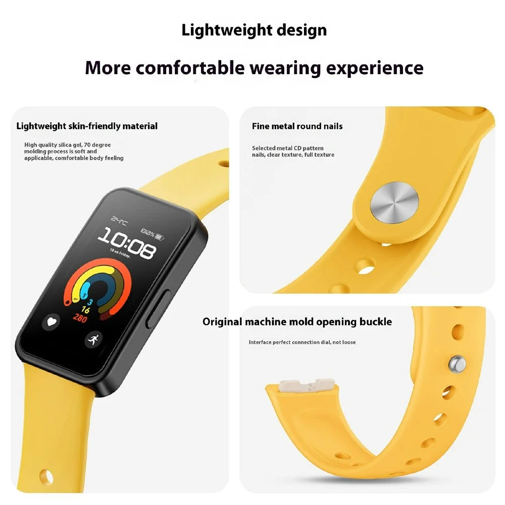 Silicone Wristband for Huawei Band 10 / Band 9 NFC / 9 / 8 NFC / 8 Replacement Adjustable Watch Strap - Yellow - 5