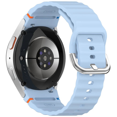 Silicone Strap for Samsung Galaxy Watch7 / 6 / 5 Pro / 5 Watch Band Wave Design with Silver Metal Buckle - Baby Blue - 1