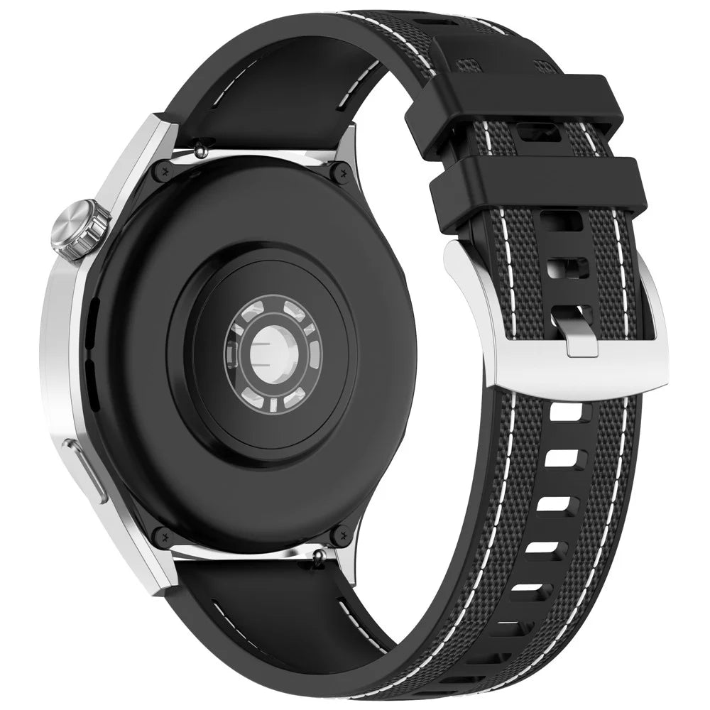 For Huawei Watch GT 5 46mm Replacement Strap 22mm Nylon Silicone Hybrid Watchband - Black - 1