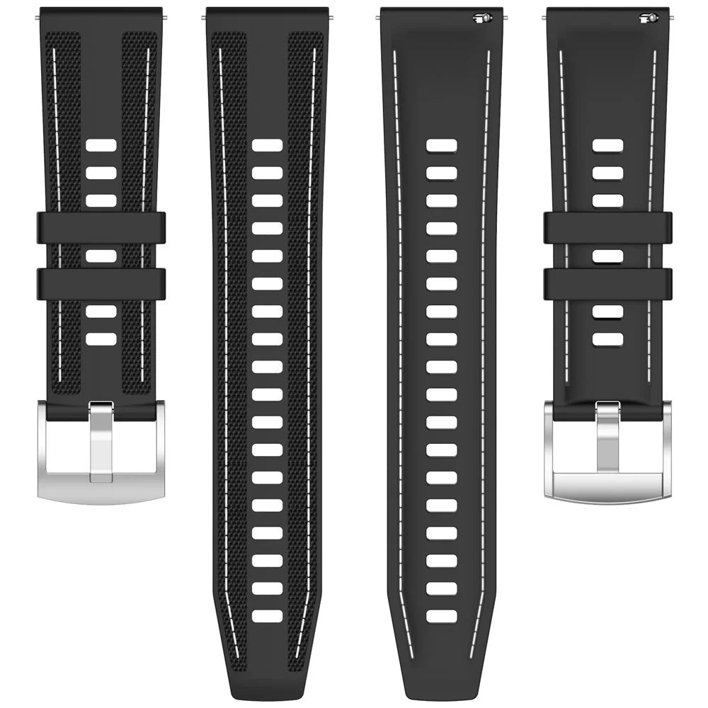 For Huawei Watch GT 5 46mm Replacement Strap 22mm Nylon Silicone Hybrid Watchband - Black - 4