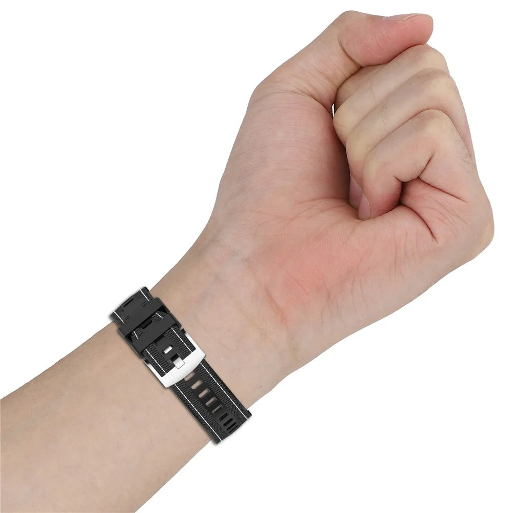For Huawei Watch GT 5 46mm Replacement Strap 22mm Nylon Silicone Hybrid Watchband - Black - 5