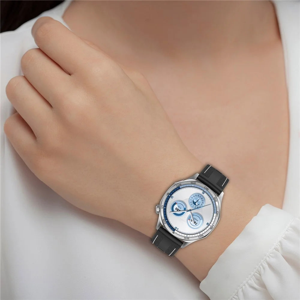 For Huawei Watch GT 5 46mm Replacement Strap 22mm Nylon Silicone Hybrid Watchband - Black - 6