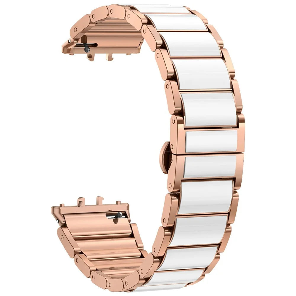 For Samsung Galaxy Fit3 Watch Band Stainless Steel Ceramic-Like Finish Wrist Strap - Rose Gold - 1