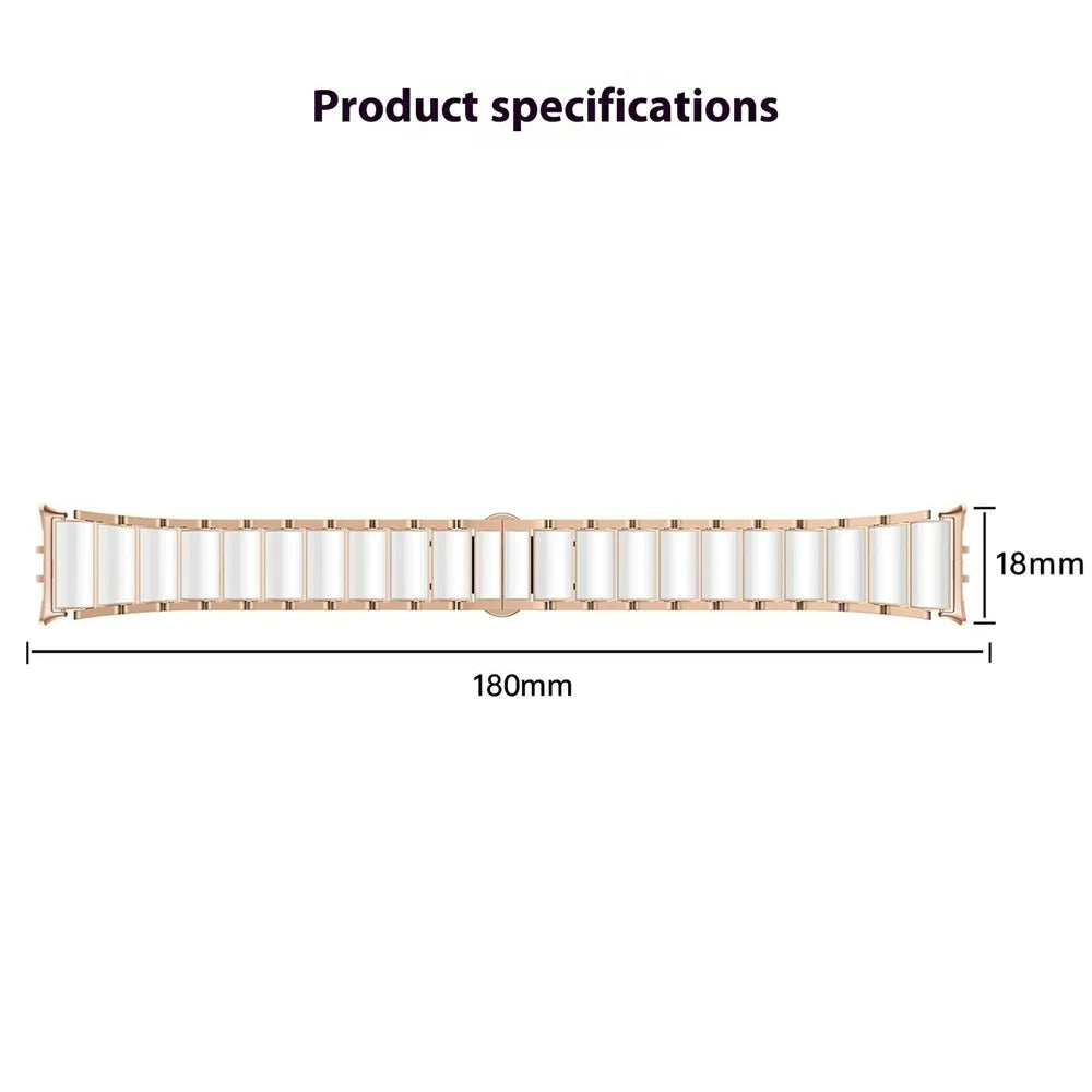 For Samsung Galaxy Fit3 Watch Band Stainless Steel Ceramic-Like Finish Wrist Strap - Rose Gold - 6