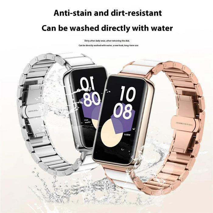 For Honor Band 9 Watch Band Stainless Steel Ceramic-Like Finish Wrist Strap - Silver - 4