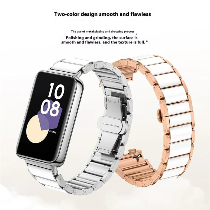 For Honor Band 9 Watch Band Stainless Steel Ceramic-Like Finish Wrist Strap - Silver - 5