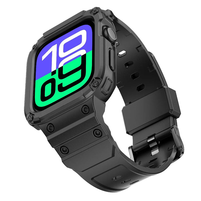 For Apple Watch Series 10 42mm TPU One-Piece Solid Color Watchband with Protective Case - Black - 3