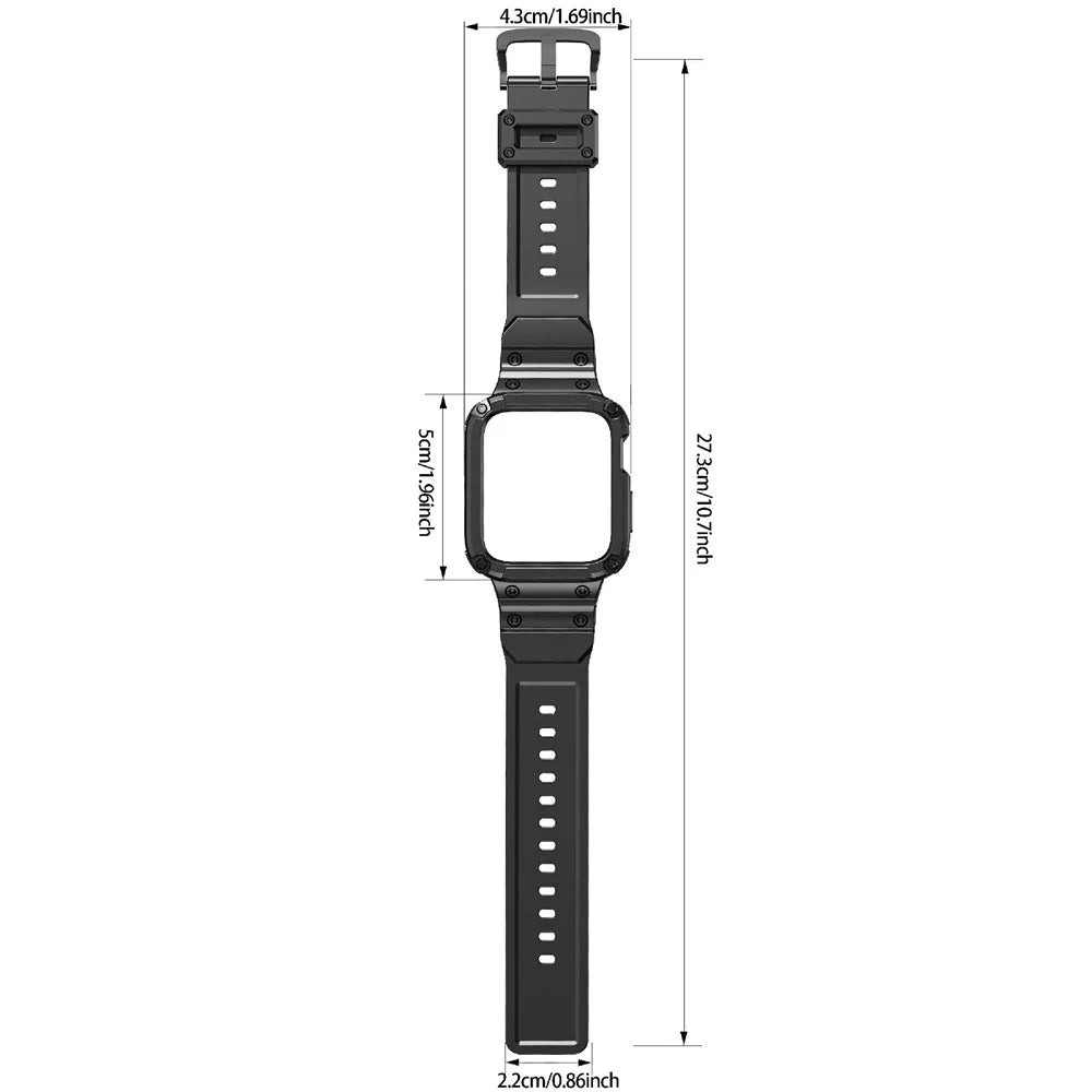For Apple Watch Series 10 46mm TPU One-Piece Solid Color Watchband with Protective Case - Black - 7
