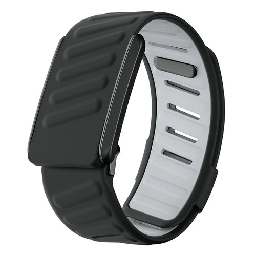 For WHOOP 4.0 Fitness Tracker Adjustable Silicone Wristband Replacement Strap - Black+Light Grey - 1