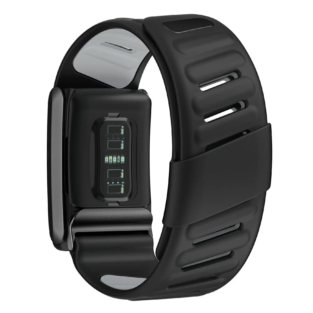 For WHOOP 4.0 Fitness Tracker Adjustable Silicone Wristband Replacement Strap - Black+Light Grey - 2