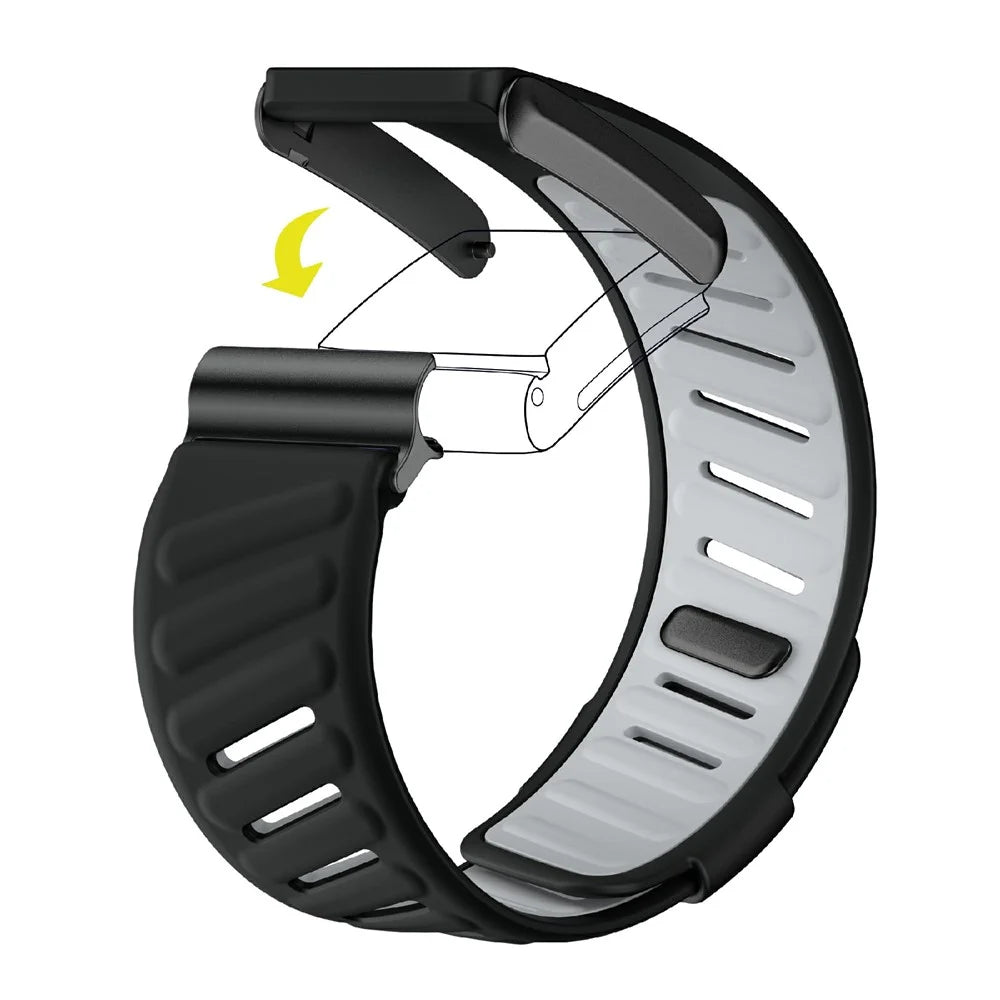 For WHOOP 4.0 Fitness Tracker Adjustable Silicone Wristband Replacement Strap - Black+Light Grey - 3