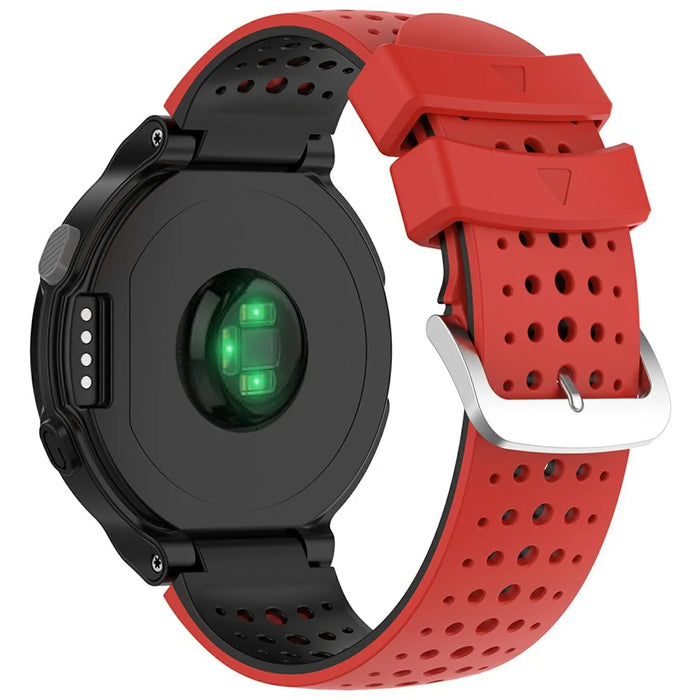 For Garmin Forerunner 220 Silicone Watch Band Replacement Wrist Strap with Round Holes - Red+Black - 1