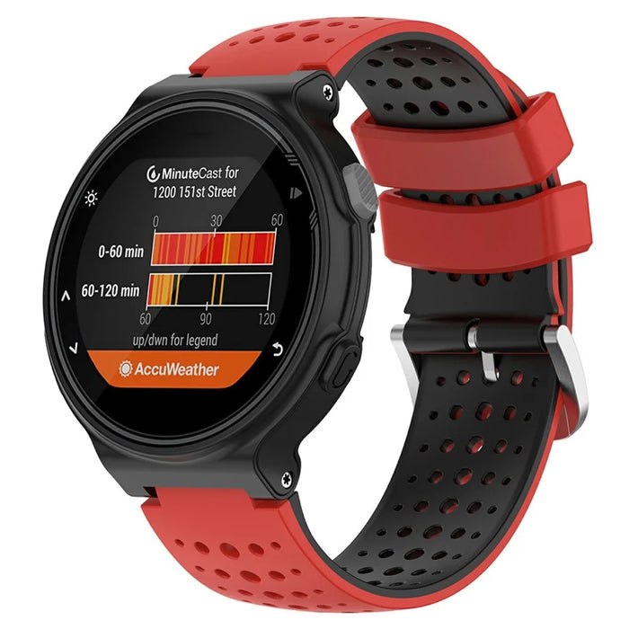 For Garmin Forerunner 220 Silicone Watch Band Replacement Wrist Strap with Round Holes - Red+Black - 2