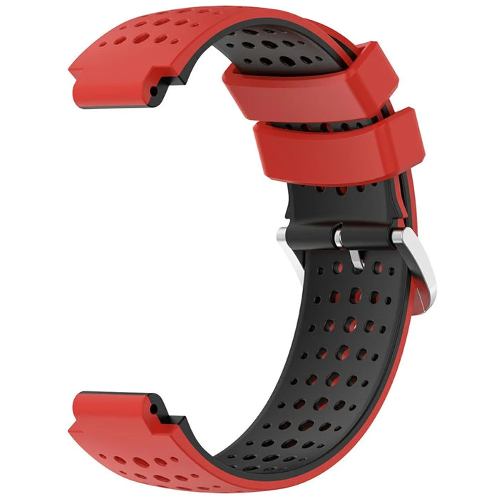For Garmin Forerunner 220 Silicone Watch Band Replacement Wrist Strap with Round Holes - Red+Black - 4
