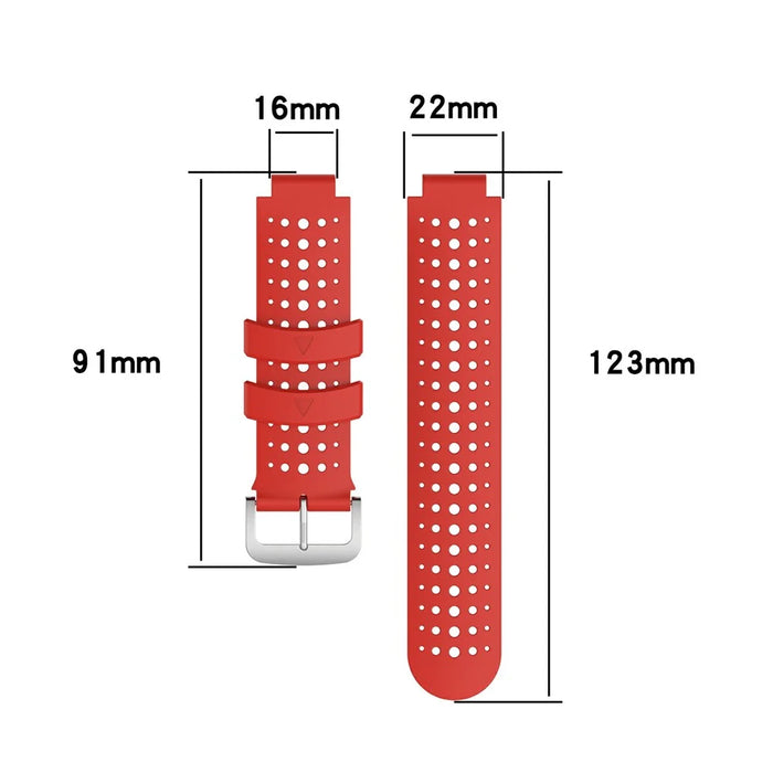 For Garmin Forerunner 220 Silicone Watch Band Replacement Wrist Strap with Round Holes - Red+Black - 6