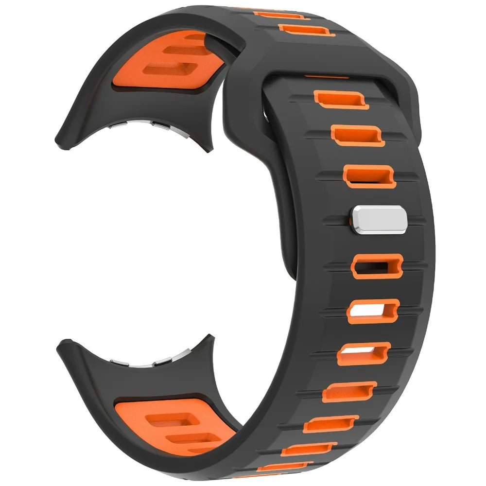 For Google Pixel Watch 4 45mm / Watch 3 45mm Replacement Watch Band Dual Color Silicone Strap - Black+Orange - 1