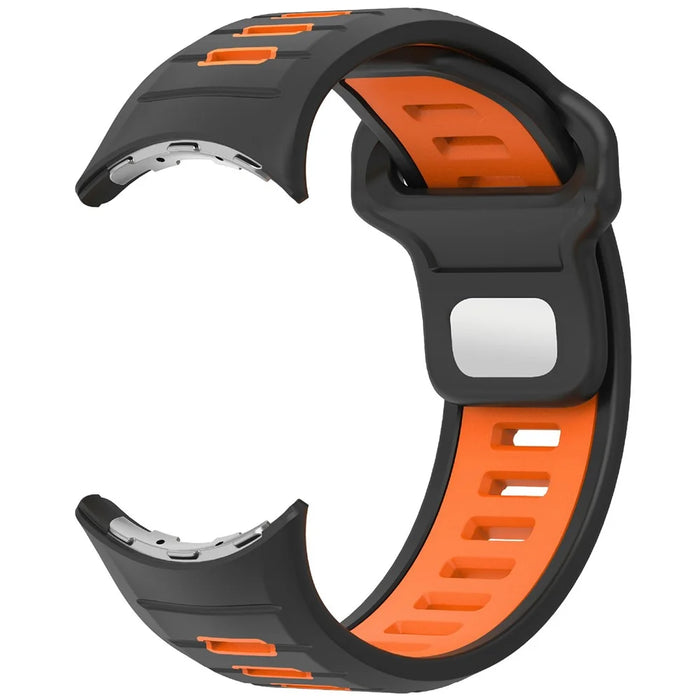 For Google Pixel Watch 4 45mm / Watch 3 45mm Replacement Watch Band Dual Color Silicone Strap - Black+Orange - 3