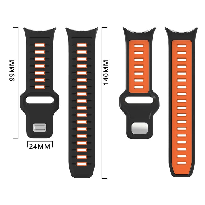 For Google Pixel Watch 4 45mm / Watch 3 45mm Replacement Watch Band Dual Color Silicone Strap - Black+Orange - 5