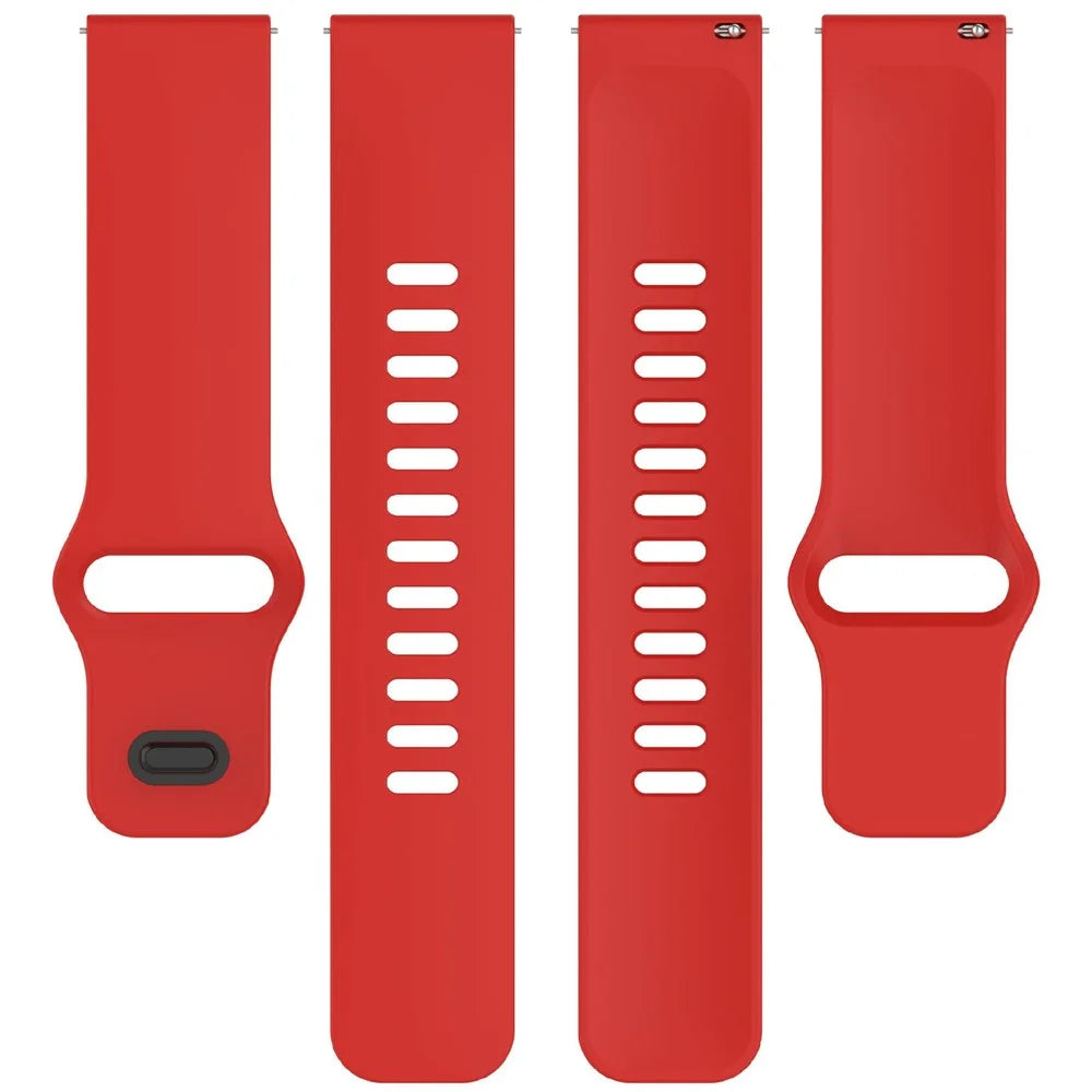 22mm Silicone Watch Band for Samsung Huawei Garmin Xiaomi Universal Wrist Strap - Red - 2