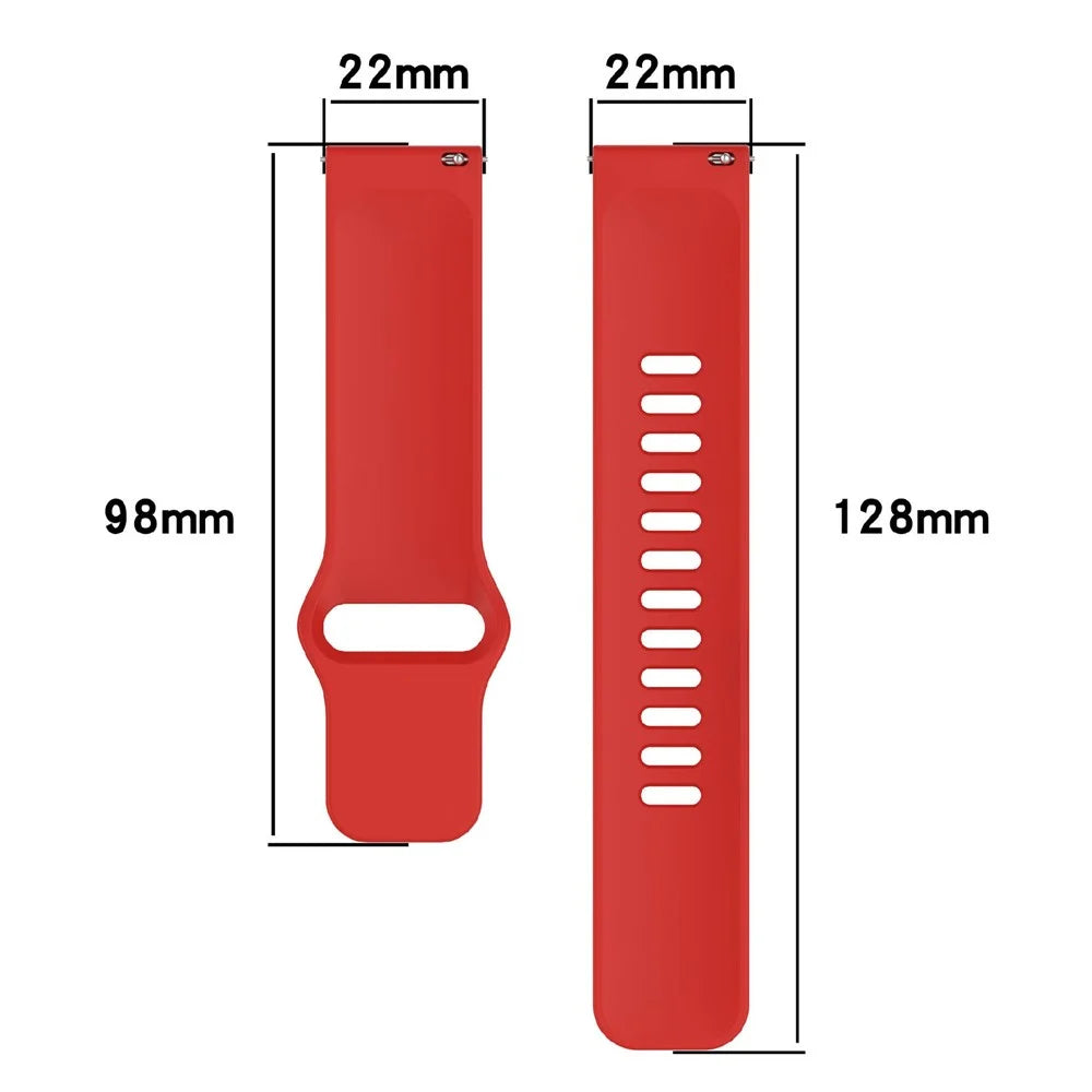 22mm Silicone Watch Band for Samsung Huawei Garmin Xiaomi Universal Wrist Strap - Red - 3
