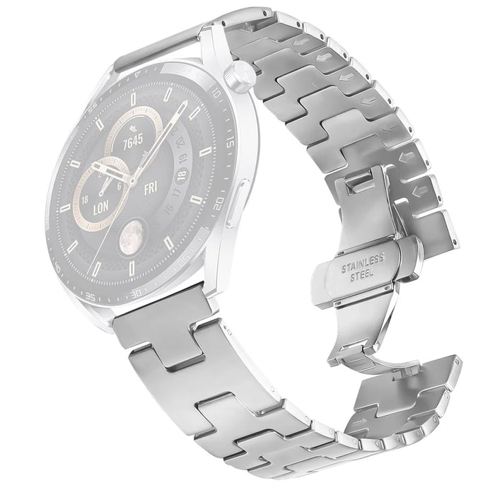 For Honor MagicWatch Replacement Strap H-Type Butterfly Clasp Stainless Steel Watch Band Silver - 1