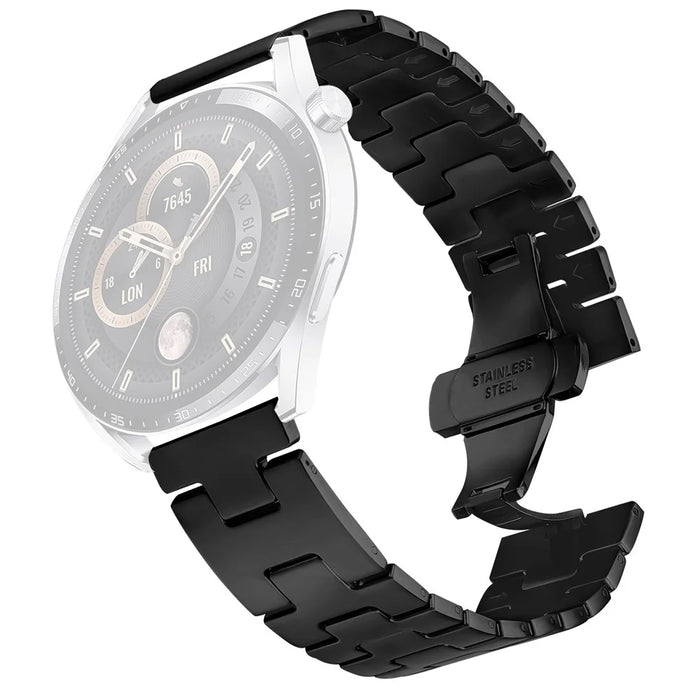 For Huami Amazfit GTR 4 46mm Replacement Strap H Type Metal Watch Band - Black - 1